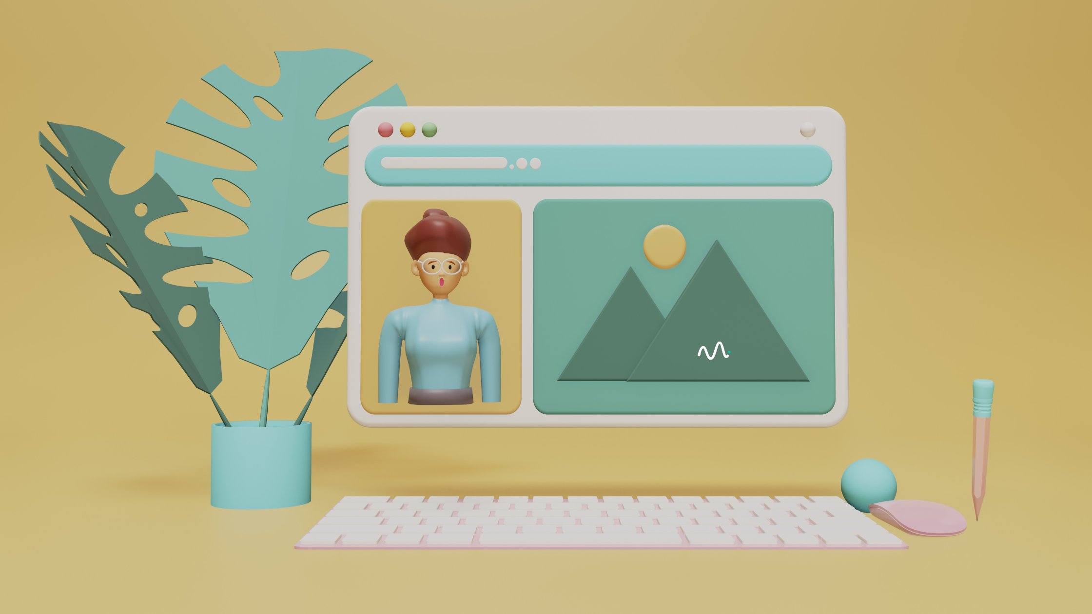 A picture of a marketing dashboard and house plant